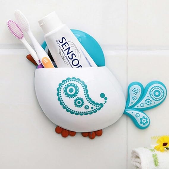 Bird Shape Toothbrush Holder Blue 1pc